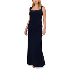 Adrianna Papell Blue Evening Gown Cut Out Back Sleeveless A-Line Dress Size 22W