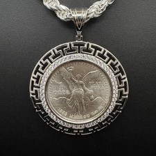 Colgante moneda Centenario Libertad 1 oz .999 - bisel pepita de plata de ley 925 circonita cúbica