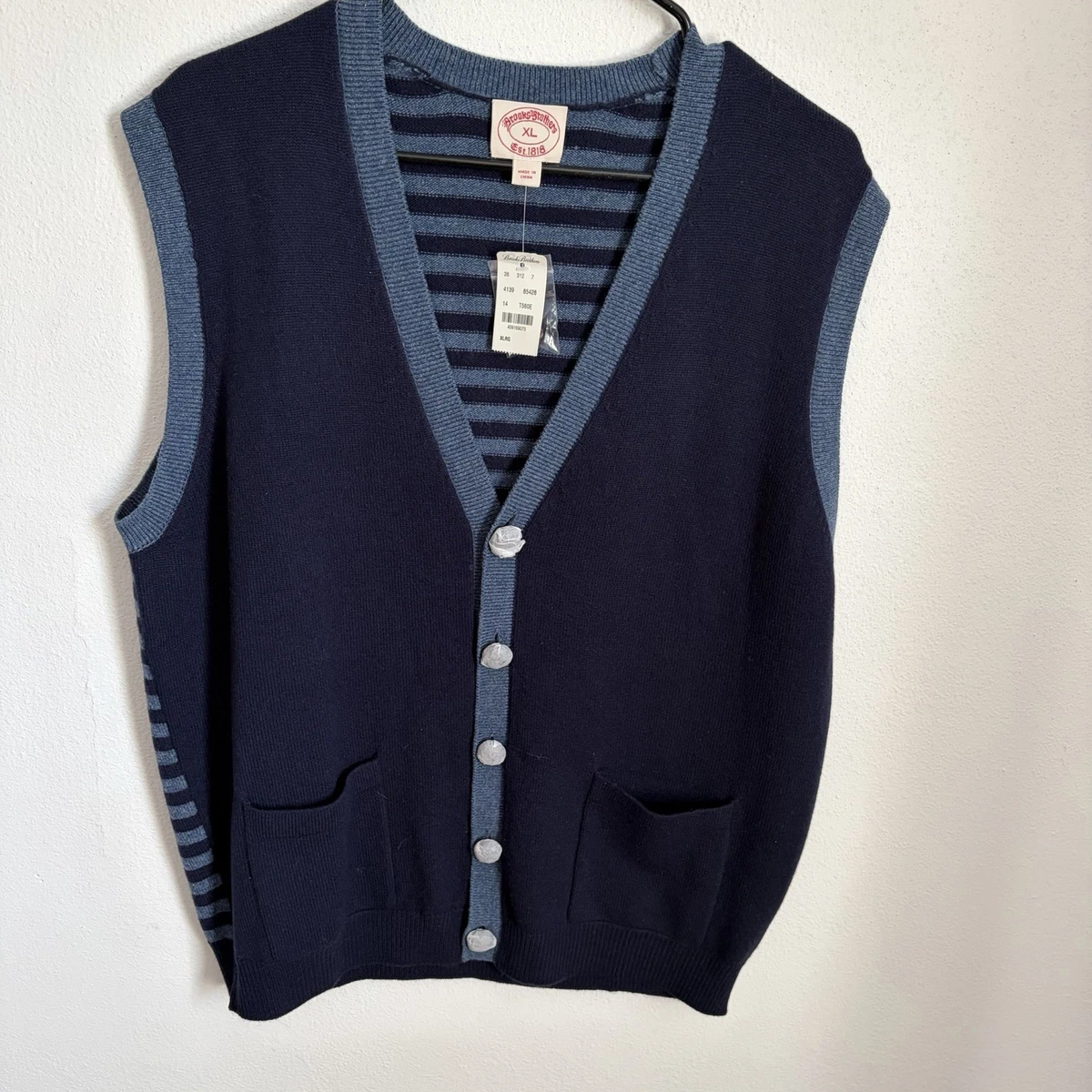 KTWOLEN Mens fijne gebreide V-hals Jumper Gilet Vest geruit Sweater