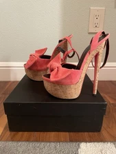 Giuseppe Zanotti Denny 115 Bow Pink Suede Sandals 39