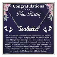Congratulations on Your New Baby Custom Name Necklace Personalized New Mom