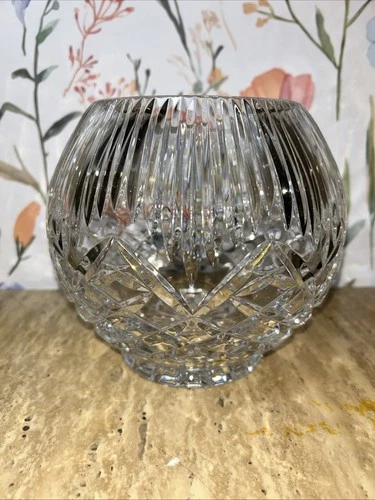 A vintage 6-inch tall Waterford Irish crystal cut glass decorative bowl.