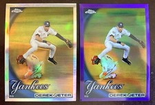 Lot of 2 2010 Topps Chrome Refractors Derek Jeter w/Base & Purple /599 #165