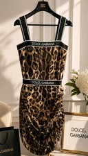 Authentic Dolce & Gabbana Leopard Print Silk Bodycon Mini Dress Size XS