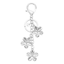 Flower Initial Keychain, Cute Flower Purse Keychain Charms, Silver  Letter C