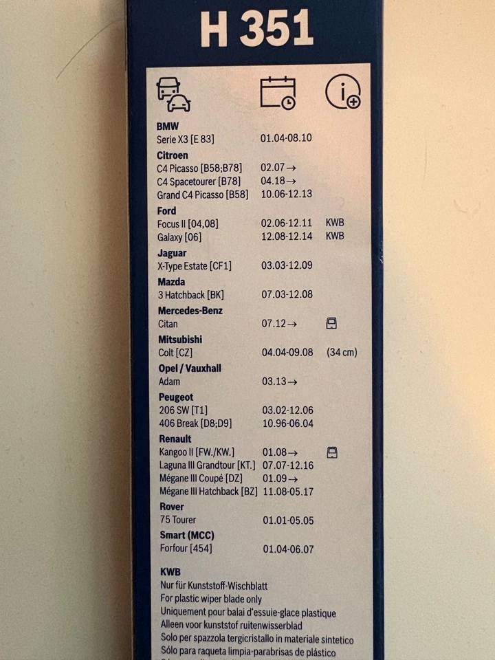 balais d'essuie-glace arrière bosch H351 de 350mm neuf  - Photo 4/4