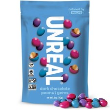UNREAL Dark Chocolate Covered Peanut Gems Candy, 5oz 24 Pack 