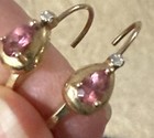 Lovely Pink Tourmaline Diamonds And 14 K Gold Earrings — photo 3