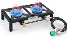Propane Double Burner Angle Iron Camp Stove with CSA Listed Regulator and... 