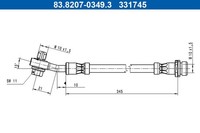 ATE Bremsschlauch 83.8207-0349.3 M10X1,5 FüR Ford Kuga 3 DFK Ecoblue Ecoboost