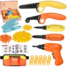 ZLemma Kids Cardboard Construction Tool Set with Electric Drill  Tool Belt 2...