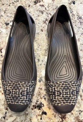 Crocs Iconic Comfort Sienna Leopard Expresso Flats W8/  203451-206