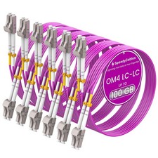OM4 LC to LC Fiber Patch Cable 40G/100Gb 50/125um Duplex MMF 1m 3ft 6 Pack