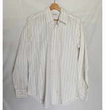 Thom Browne Dress Shirt Four Bar White Gray Stripe Cotton Button Front L 16 41