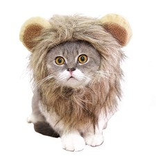 Halloween Cat Lion Mane Costume Christmas Little Dog Lion Hair Adjustable Was...