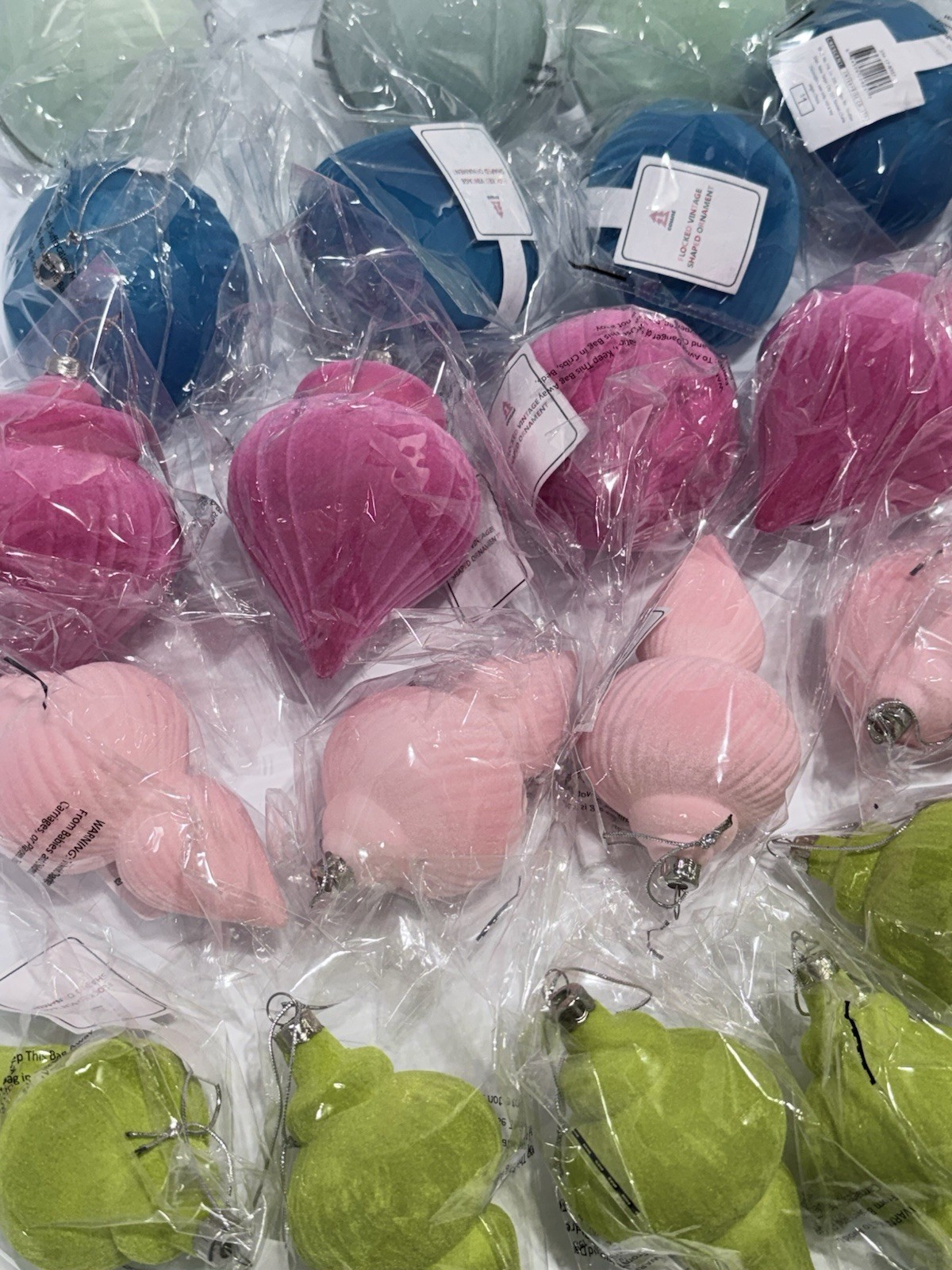 Lot Of 50 Flocked Vintage Shaped Mixed Color Christmas Tree Ornaments Target