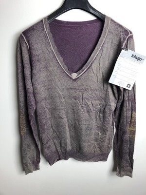 KHUJO women's knit sweater model: shiner print beige/burgundy M