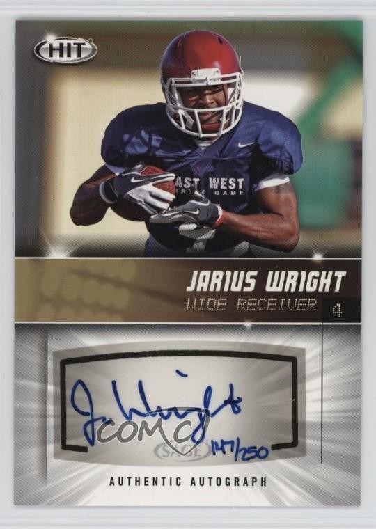 2012 SAGE Hit Gold 147/250 Jarius Wright #A104 Rookie Auto RC z5w
