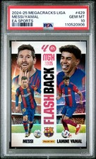 2024 PANINI MEGACRACKS MGK LALIGA EA SPORTS LAMINE YAMAL/LIONEL MESSI PSA 10