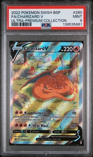 2022 POKEMON SWSH BLACK STAR PROMO #260 FULL ART/CHARIZARD V PSA 9