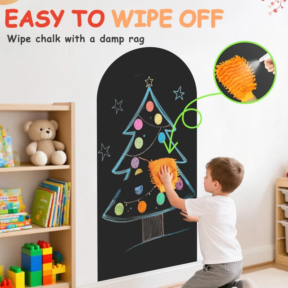 Calcomanía de pared magnética para niños 39,3 x 17,5 pulgadas negra magnética arco de calcomanía de pared... Foto 4 de 4