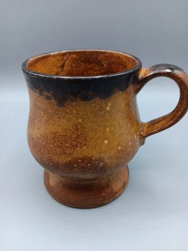 McCoy Pottery Canyon Mesa Stoneware Pedestal Mug VTG MCM Signed
