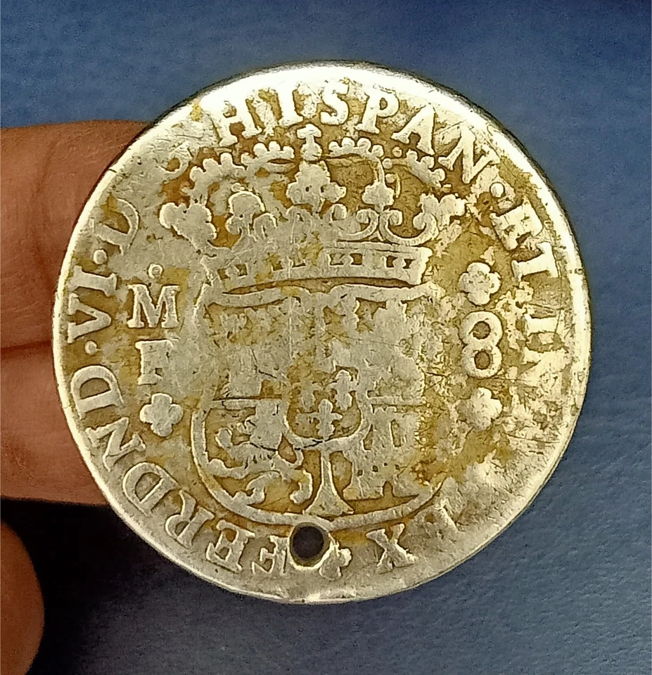 1754 Mexico 8 Reales Pillar Dollar Hole Silver Coin - Image 3 of 4