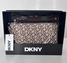 DKNY Bryant Park Demi Bag Brown Logo Crossbody NEW w/ Chain + Strap