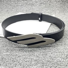Unique Letter M Buckle Leather Belt Women Silver Metal Buckle Black Waist Belt
