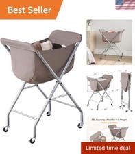 Modern Foldable Laundry Cart on Wheels with Durable Metal Frame, Camel Brown