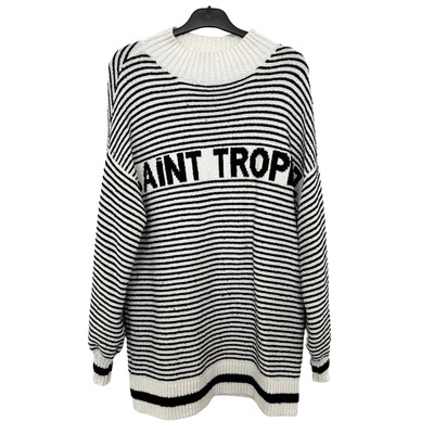 Mango St Tropez gestreifter Pullover Gr. M Oversize Drop Shoulder Relaxed Baumwolle