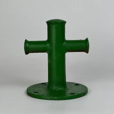 Antique Salvaged Maritime Boat Cross Design Mooring Cleat in Avocado Green Paint
