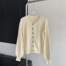 Sezane Women's Twisted Floral Knit Cardigan Coat top