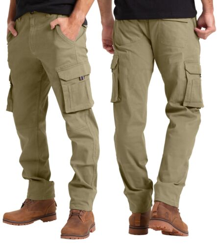 Mens Cargo Combat Work Trousers Chino Cotton 6 pocket full Pant size 32 ...