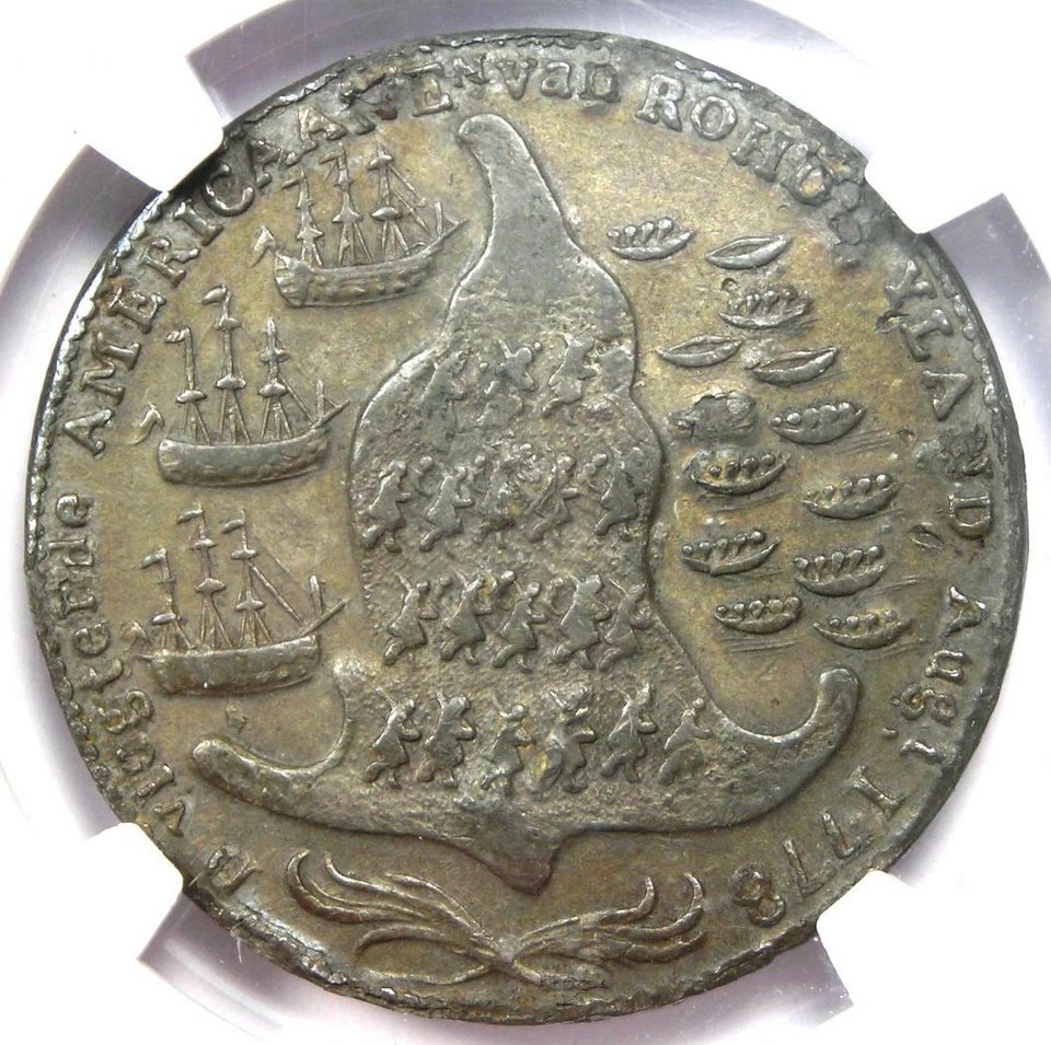 1779 Rhode Island Pewter Ship Token with Wreath - NGC XF45 (EF45) - $7,000 Value - Image 4 of 4
