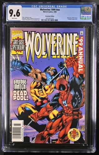 1999 WOLVERINE 99 ANNUAL WITH DEADPOOL RARE NEWSSTAND VARIANT GRADED CGC 9.6 WP