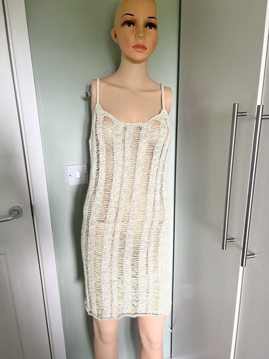 Urban Outfitters Slash Knit Mini Dress, Ivory, XL | eBay UK