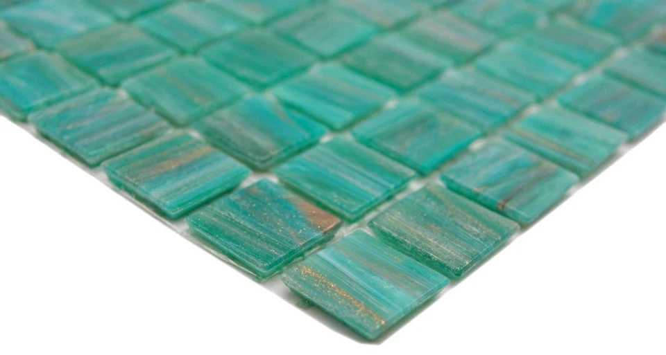 Mosaïque en Verre Glasmosaik Carrelage Vert Turquoise Cuivre Changeant 230-G65_P - Photo 3/4