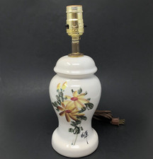 Small Ginger Jar Lamp Asian Floral Signature Hand Painted WORKS Vintage 12.5"