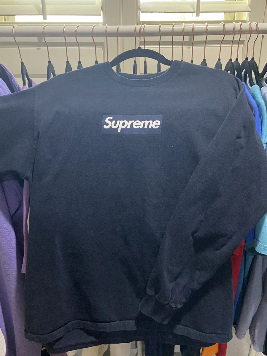 Size Medium - Supreme Box Logo L/S Tee Navy Blue - Free, Same Day