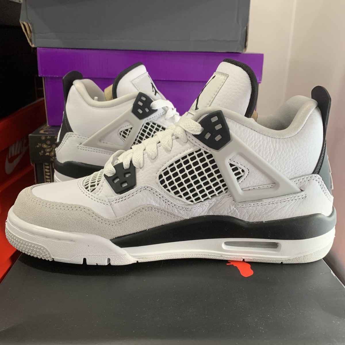 Nike Air Jordan 4 Retro Military Black White Grey 408452-111