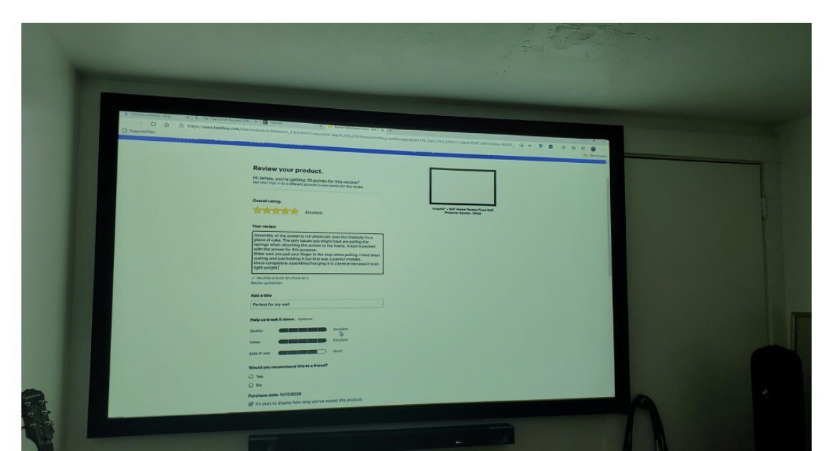 Insignia 100" Home Theater Fixed Wall Projector Screen NSSCR100FIX19W for sale online eBay