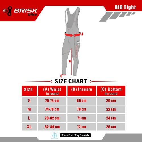 Briskbike Pro Vibrant Compression Tight Fit Cycling Padded Bib Pants Trousers - Picture 7 of 19