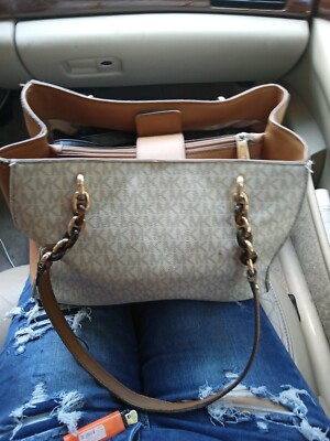 NWT Authentic MICHAEL KORS SOPHIA Large Tote MK signature Brown/Acron 