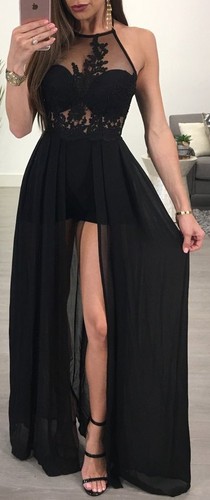 ABITO VESTITO LUNGO DONNA Sera Elegante Sexy Shorts Diciottesimo CAPODANNO  FESTA | eBay