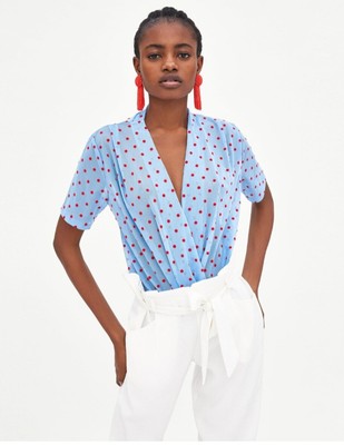 zara polka dot combined top