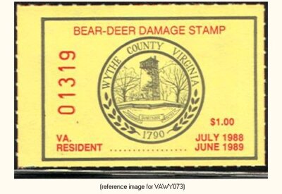 Damage Stamp D2K Virginia - Wythe 1988 $1.00 Bear Damage Stamp | eBay
