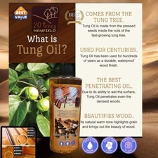 Pure Tung Oil Wood Oil for Indoor & Outdoor Use Suitable For All Woods 20 Tree's