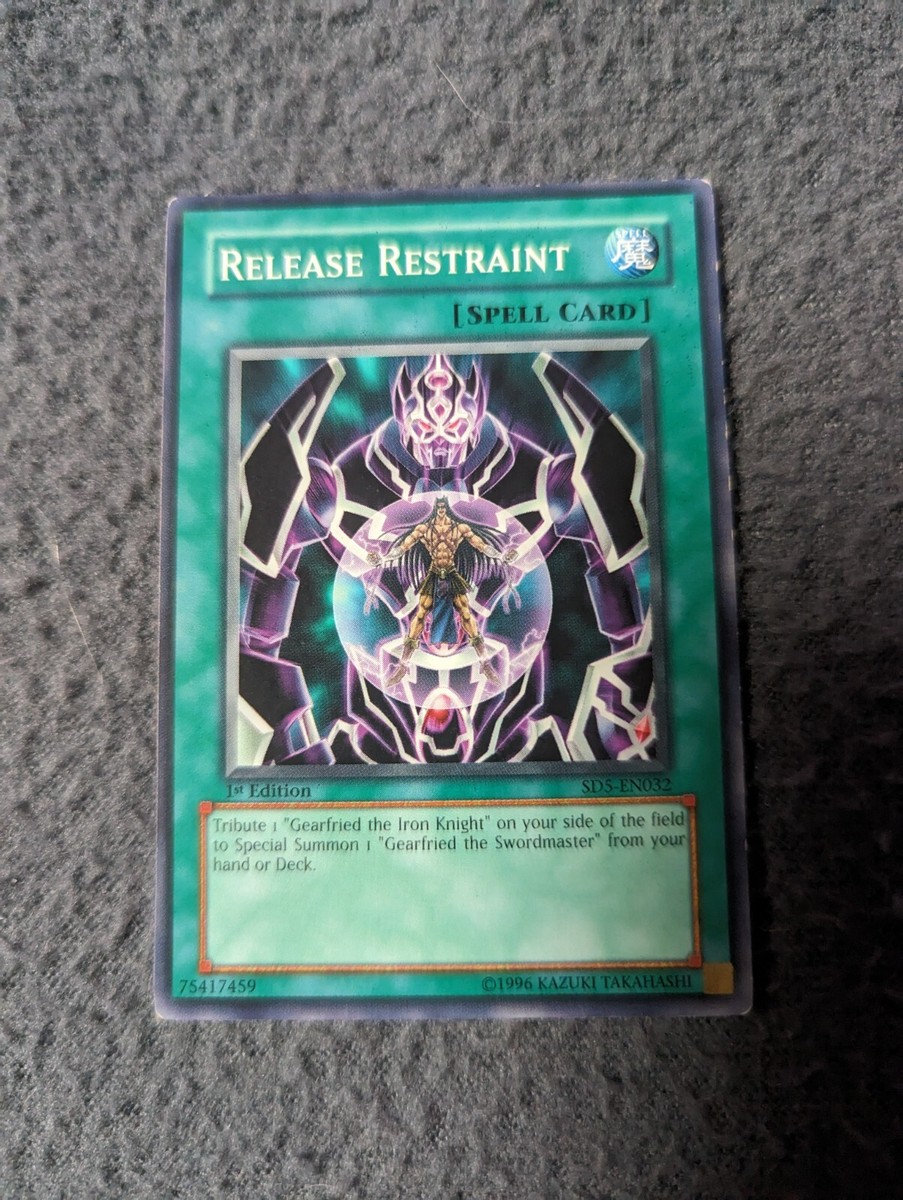1996 Yugioh Yu-gi-oh card 1st Edition Release Restraint SD5-EN032