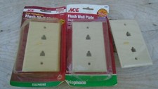 lot of 3 Ace Flush Mount Single-Gang Wall Plate with Dual  Phone Jacks Ivory 3x